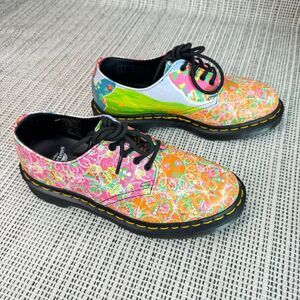 DR MARTENS MULTICOLOR PINK FLORAL SMITHS DAZE MULTI LACE UP OXFORDS SHOES SZ 6